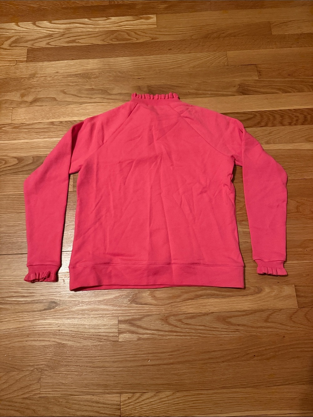 Talbots Pink Ruffle-Neck Sweatshirt with Gold Buttons - Picture 7 of 9